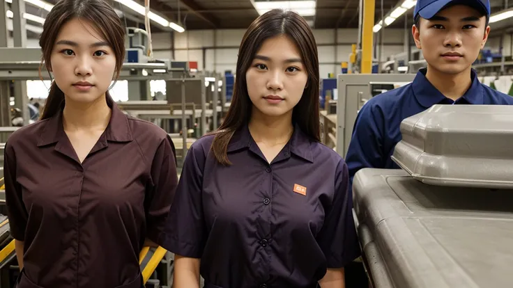 Picture of three people standing side by side, Worker, from China, Business,  Cover photo , Work clothes, Skilled, Work clothes, , Company Profile Factory Photos