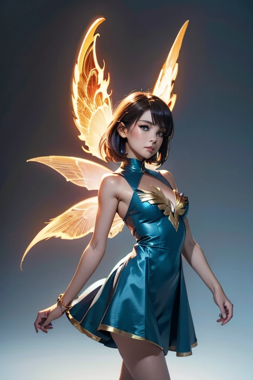 Highest quality　High resolution　Simple　Fire Fairy　Cute winged fairy girl　