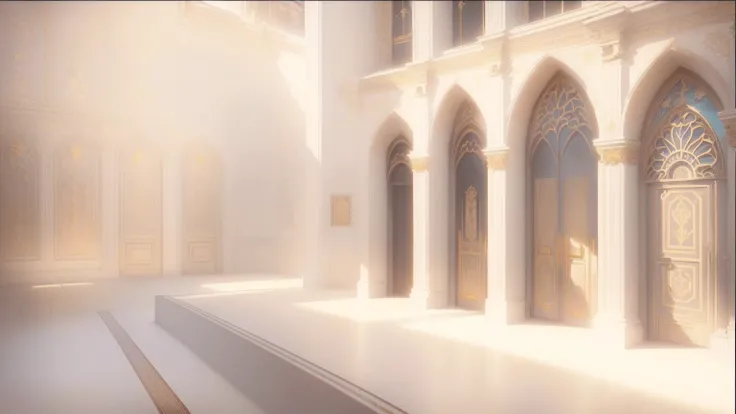 there is a picture of a building with a clock on the wall, palace background, interior background art, anime scenery concept art, anime background art, art nouveau environment, background art deco palace, cathedral background, movie environment design, con...