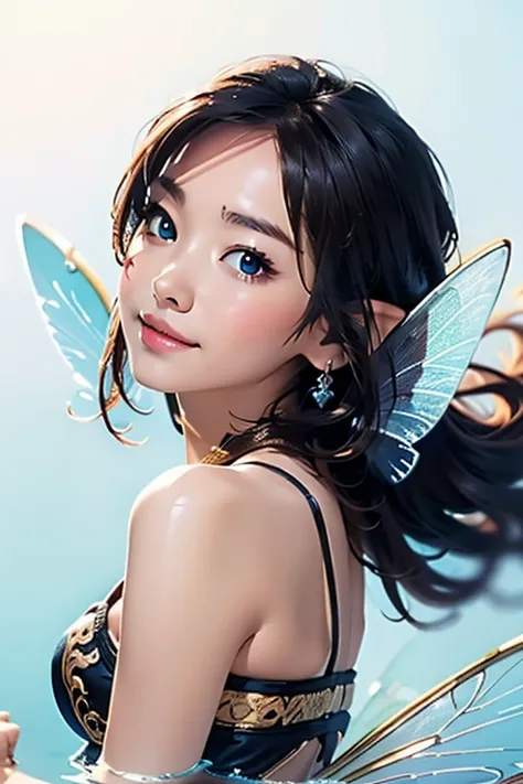 Highest quality　High resolution　Simple　Water Fairy　Cute winged fairy girl　