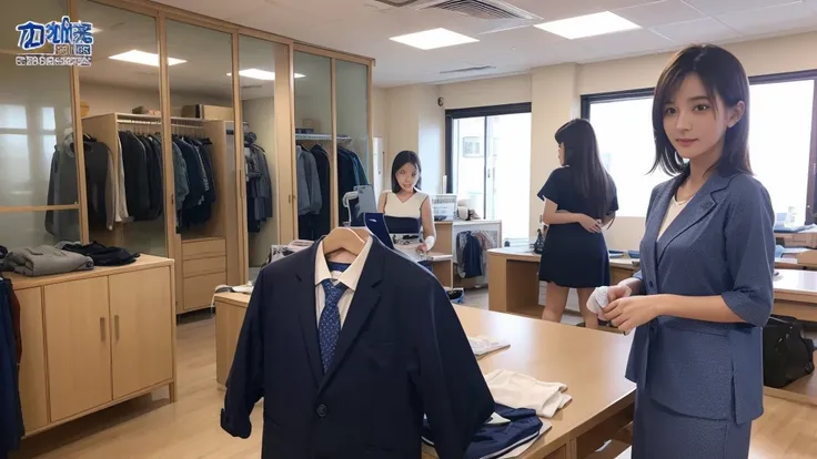 三个身穿蓝色Work clothes人并排站在一起的, Renovation workers, from China, Business, Cover photo , Work clothes, Skilled, Work clothes, , Company Profile Interior Decoration Background