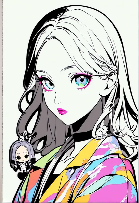 (Maximalist Vector:1.3) of (figure:1.3) a photo of a 少年, Billie Eilish style,(Flat Style:1.3),figure,Behind,(Low contrast:1.3),(Close-up portrait:1.3),(feminine:1.4),(beautiful:1.4),(Charm:1.3),good looking,Calendar Pose,An eye for perfect detail,Studio Li...