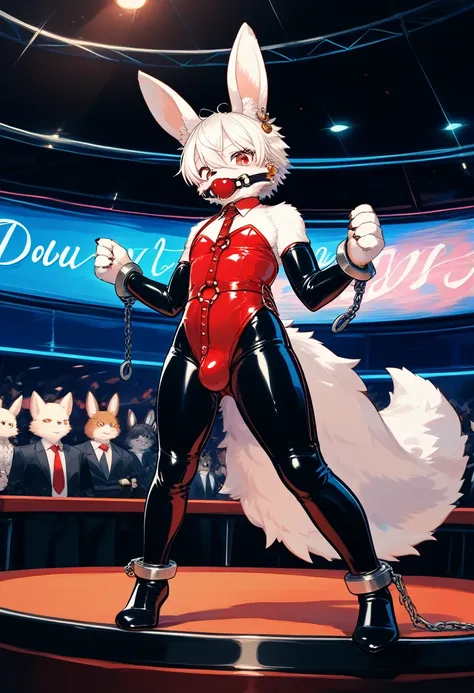 Highest quality, Highest quality, High quality illustrations, masterpiece, Ultra-high resolution, Detailed Background, club, Auction Venue, Absurd, Perfect Anatomy, Performance, Good lighting, Shadows in the movie(kemono, Furry Personification), Rubber Sui...