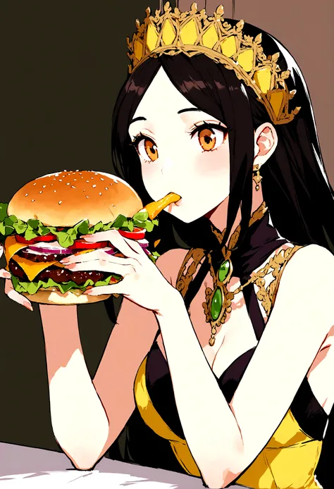 Belle from zenless zone zero eating a burger 