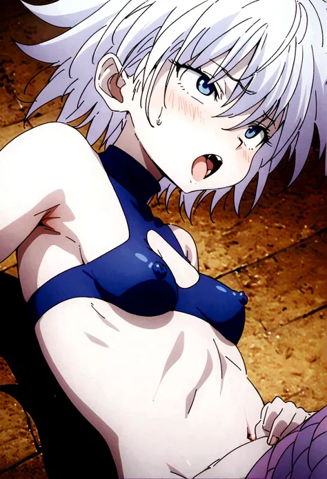 killua ahegao nipple lactating crop top cumming lamia body