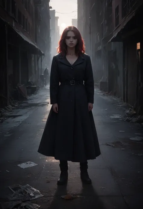 a beautiful black teen girl with reddish hair, wearing minimal clothing, fighting on the street, crime, death, abandoned city, dark atmosphere, realistic, photorealistic, ultra-detailed, 8k, best quality, masterpiece, dramatic lighting, cinematic, gritty, ...