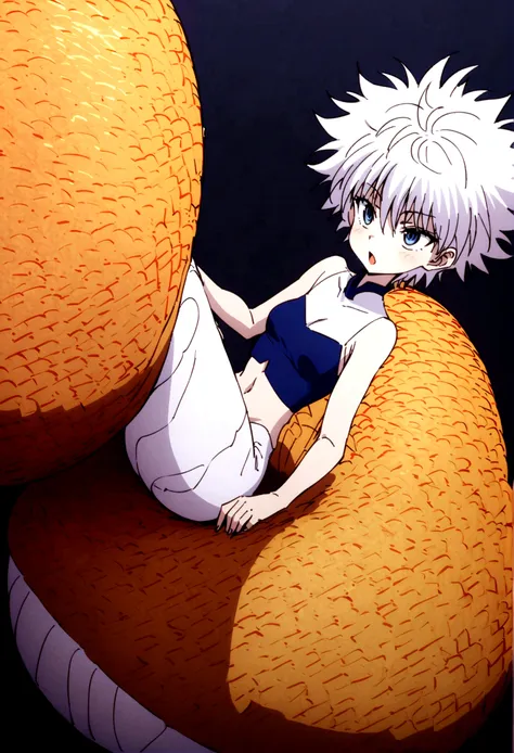 killua zoldyck ahegao, crop top, , and lamia body