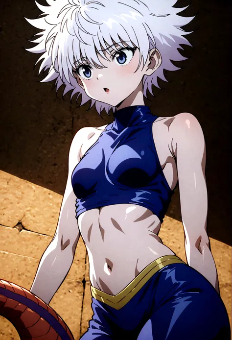 killua zoldyck ahegao, crop top, and lamia body