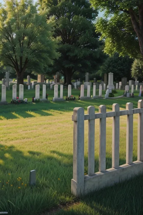 Oil painting of a cemetery fence with a key. Masterpiece.