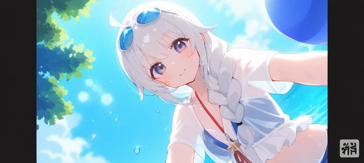 girl,white hair,sexy,cute,swimming costume,