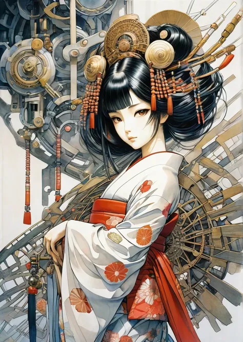 1  girl
mechanical arms
geisha
kimono
(art by   Yoshitaka Amano )