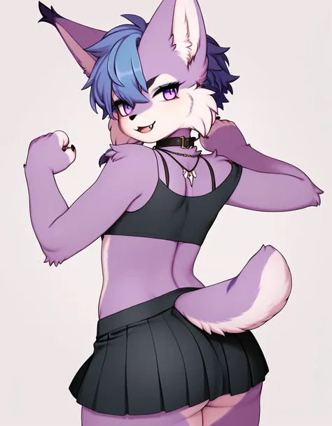 score_9,score_8_up,score_7_up,score_6_up,score_5_up,score_4_up, lynx, purple fur, purple eyes, anthro, blue hair, purple hair, l...