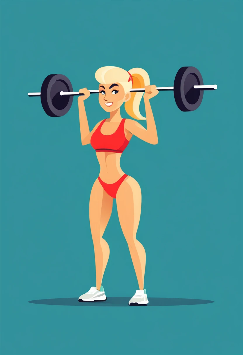 Fitness barbel character illustration flat design