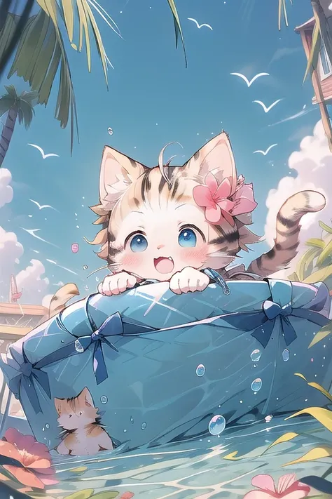 Animated kitten with a blue diver animal no girl