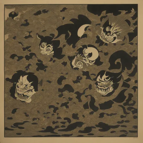 Highest quality　Japan Yokai　scared　Creepy　１people