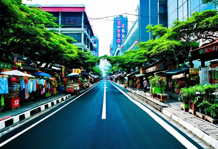 market,noon,栄えているCity,Well-maintained roads,City