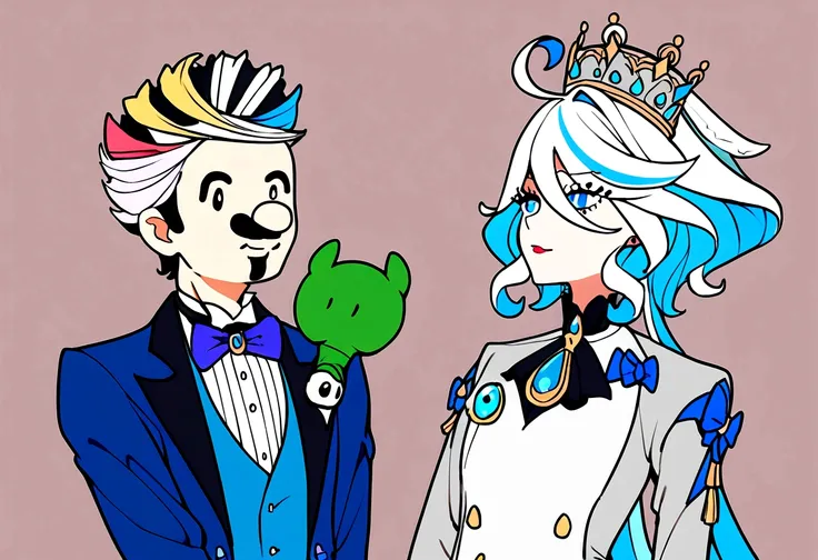 Furina from Genshin Impact and Luigi from Super Mario Bros. What are they living together? 