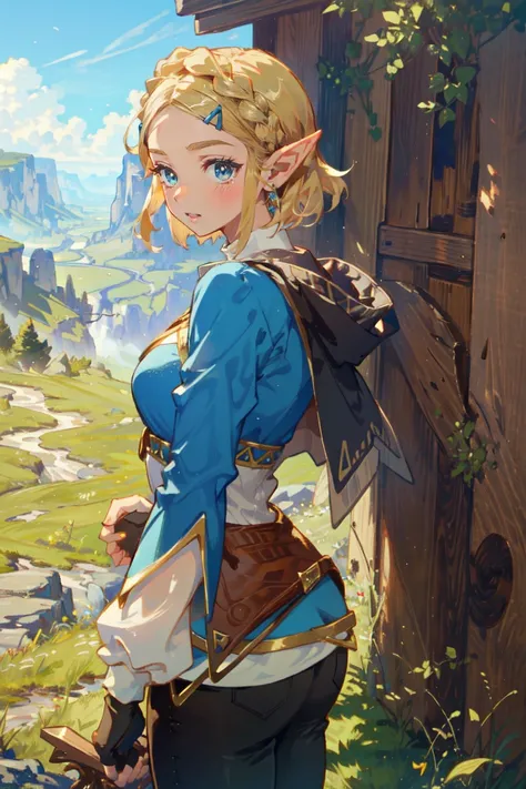 ((masterpiece, top quality, high resolution)), ((highly detailed cg unified 8k wallpaper)), 1girl, princess zelda, short hair, c...