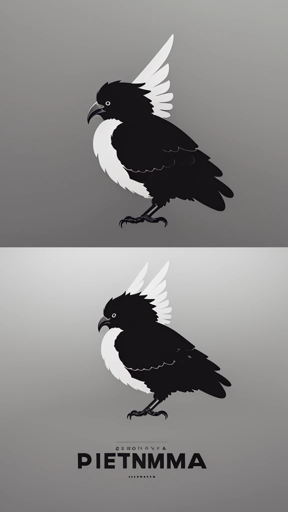 A minimal, modern, simple, cinematic logo design for the brand “Penamemoria". Create a modern, minimalistic, high-quality, logo of a feather-bird
