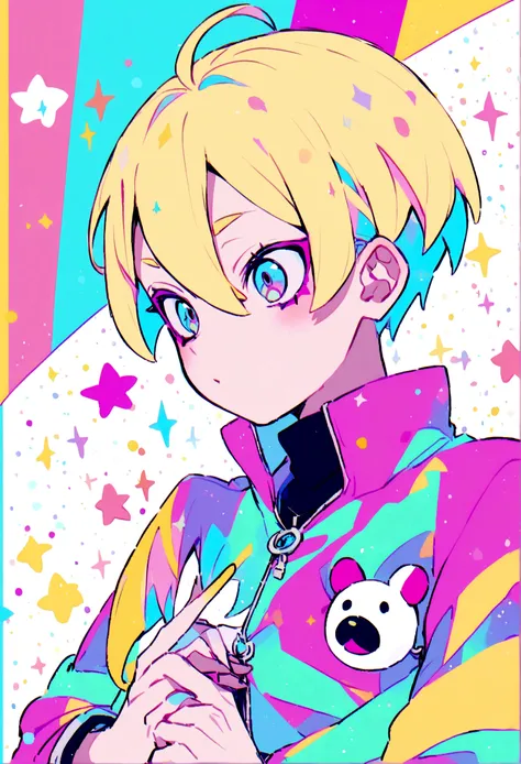 Boruto,boy,solo,blonde hair,spicky short hair,pastel colors,colorful,boruto uzumaki