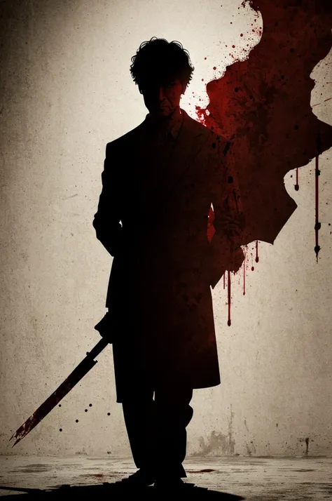 ((Best Quality)), ((Masterpiece)), (detailed), 1 shadow of a man filled with blood 