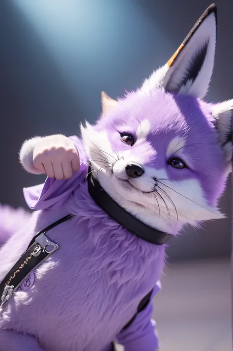 a mascot inspired by the purple male fox that represents the emotion of fear in "Funny Mind 2”