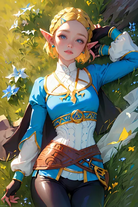 ((masterpiece, top quality, high resolution)), ((highly detailed cg unified 8k wallpaper)), 1girl, princess zelda, short hair, c...