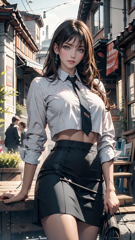 Highest quality, masterpiece, Ultra-high resolution, (Reality: 1.4), Original photo, One girl, mature, White, see-through JK uniform, Cinema Lighting、Sexy proportions、Sexy、Narrow waist、Tight body、Long, slender limbini skirt、barefoot、School rooftop、Resident...