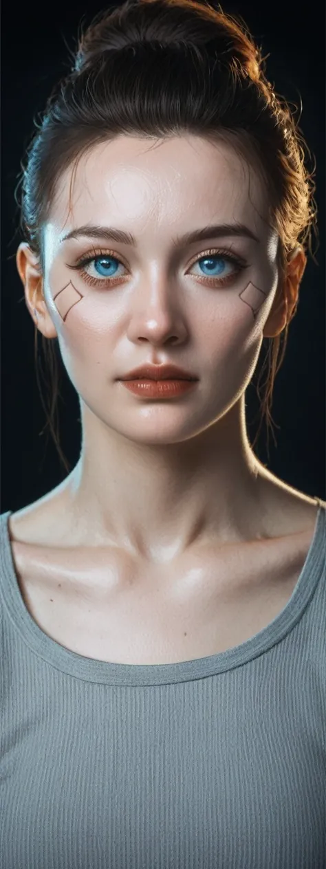 realistic,score_9, score_8_up, score_7_up, 
(in style of Harry Clarke:0.8),Character concept design,Cyberpunk style female character，Details: glowing dodgerblue eyes，Textured Skin，lawngreen Gorgeous Clothing