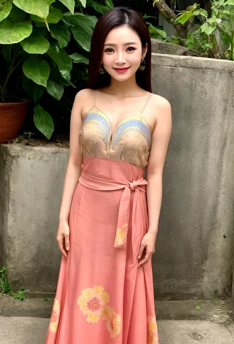 Thai actress Davika Horn、Wearing a Chut Thai Alone、Smile、whole body、One woman