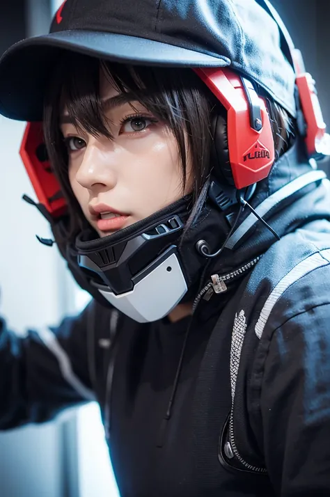 anime gaming boy Mask in his face and cap in his head 