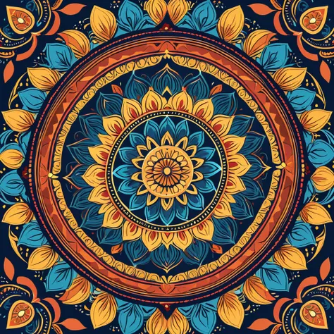 colorful mandala, intricate details, vector graphics, strong contours