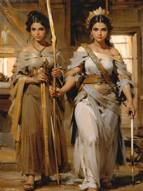 Girl with spear, girl holding spear, woman with spear, woman holding spear, pretty woman holding spear, beautiful woman holding spear, 