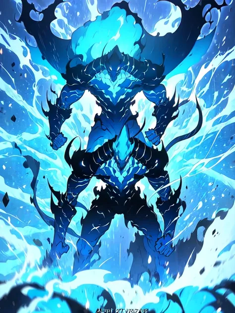 Closeup of a man with a blue and black wyvern on dark background, standing on all fours, soft skin, furry, unchanged background, completely blue tail, league of legends concept art, official splash art, fist game concept art, splash art, , League of Legend...