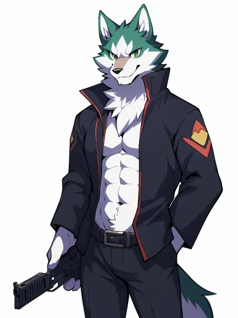 shiro, brand new animals, studio trigger, shiro ogami, straightforward, dog, กลุ่มdog, mammal, wolf, abdomen, anthropology, blac...