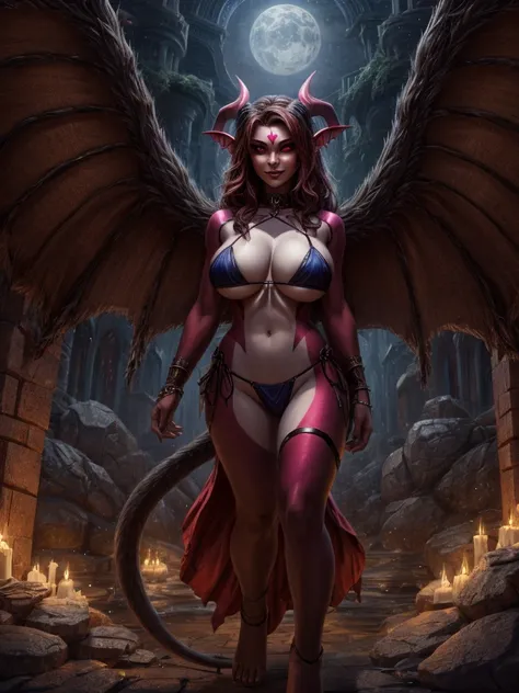 Woman  succubus on bikini and  breast full body 