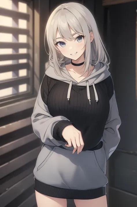 concept art,  white hair, silver gradient hair , composite cloth, virtual youtuber, best quality, masterpiece, dynamic angle,  g...