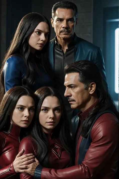 An image of Wanda Maximoff where after her death she meets her children, Vision, Prieto and his parents.