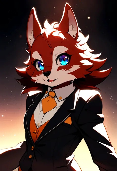 Female gender,furry, Redskin, ultra cute face, elements in the skin,nice suit, Beautiful lights and shadows, ambient light, Ultra detailed skin, volumetric light