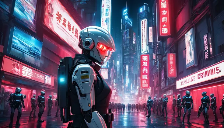 Exquisite illustrations with imaginative cyberpunk surrealist photograph.The story depicts a police android searching for criminals in the future.Androids are like androids made from mannequins.The body is The whole body is organic and white translucent.Th...