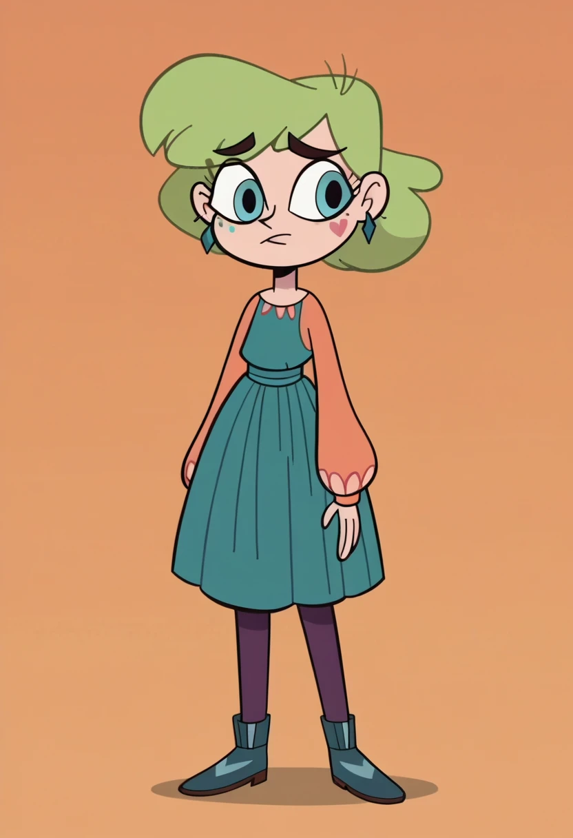 score_9, score_8_up, score_7_up, score_6_up, score_5_up, 1girl, Janna Ordonia, 
orange background, svtfoe style,