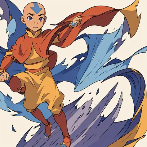 (best quality, masterpiece, colorful,highest detailed), (aang_avatar),solo, , aang_avatar, male, bald, dynamic, ((fullbody)), ((...