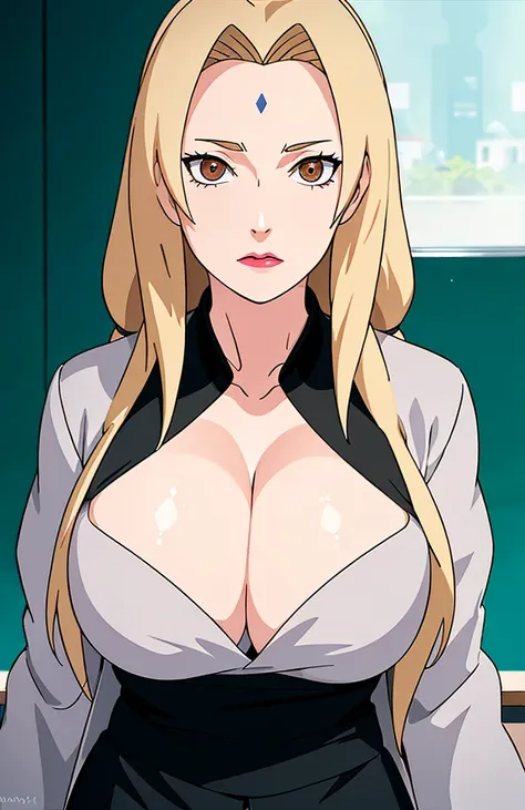 (Big tits), white shirt, (long coat), black tight skirt,  fullbody, cleavage, good anatomy, masterpiece, best quality, 4k, 8k, professional photography, soft light, sharp focus, 1 girl, blonde hair, at classroom, blonde hair, parted banks, detailed face+br...