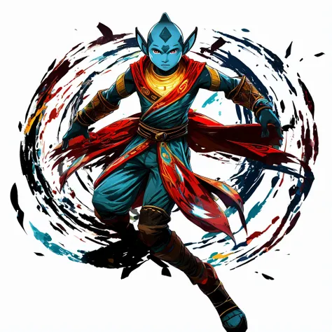 (best quality, masterpiece, colorful, highest detailed), (aang_avatar),solo, , aang_avatar, male, bald, dynamic, ((fullbody)), ((white background)) no background, ,(high contrast, extreme detailed, highest detailed), no elements, floating in the air,