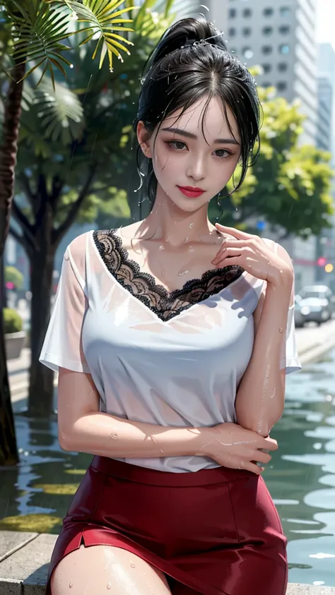 ((best quality, 8K, masterpiece: 1.3))high quality, Very detailed, Crazy Details, 4K quality (Digital art like a movie: 1.3), high quality, ,upper body,Thick black-rimmed glasses,Black Hair, black eye,sharp focus: 1.2, beautiful woman: 1.4, ((ponytail: 1.2...