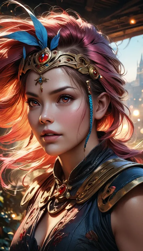 A female warrior from the Legend of Zelda series, detailed fantasy character portrait, fantasy art, highly detailed, intricate details, dynamic pose, dramatic lighting, cinematic composition, vibrant colors, digital painting, masterpiece, (best quality,4k,...