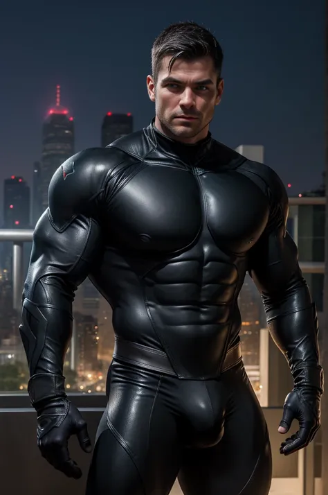 ((realistic: 1.5)),((best quality)), ((masterpiece)),((detailed)), male ninja, Vigilante, Caucasian American, handsome, photorealistic face,short hair, attack position,nightwing,vigilante tactical superhero outfit, katana on the back,wearing shiny black ru...