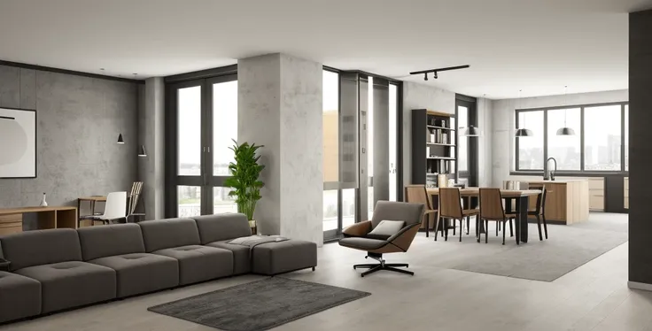 industry style, livingroom, beautyful warm light