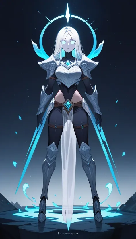 (Fraction_9,Fraction_8_Direction_7_up),1 A Ghost Woman,（（（Full body portrait）））, A beautiful woman，Ghost Knight， Foyego，League of Legends Characters，Arcane，角色身体是translucent的，The broken armor on his body，The legs are also transparent，soul，translucent，