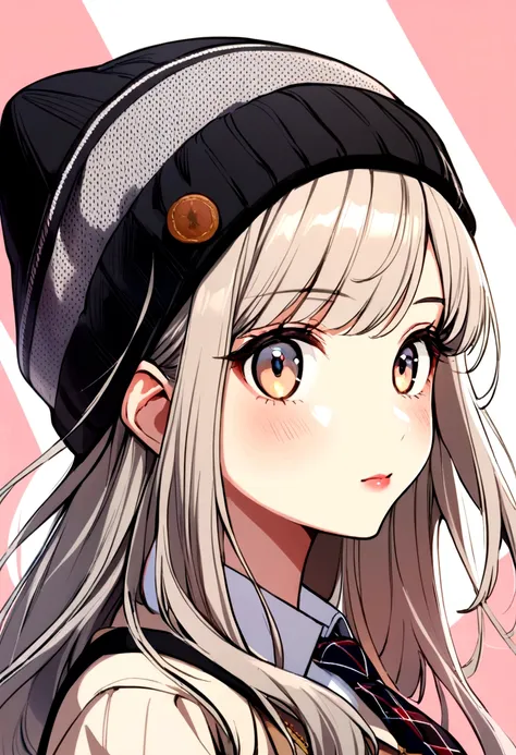 4k quality, 1girl, school girl,beanie, portrait 